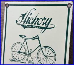 Vintage Hickory Bicycles Porcelain Sign Dealership Service Whell Gas Oil