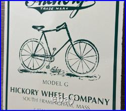 Vintage Hickory Bicycles Porcelain Sign Dealership Service Whell Gas Oil