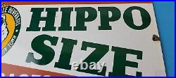 Vintage Hippo Size Porcelain Gas Pump Drink Big Bottles Soda Beverage Sign