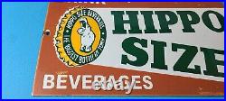 Vintage Hippo Size Porcelain Gas Pump Drink Big Bottles Soda Beverage Sign