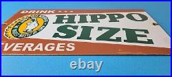 Vintage Hippo Size Porcelain Gas Pump Drink Big Bottles Soda Beverage Sign