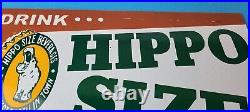 Vintage Hippo Size Porcelain Gas Pump Drink Big Bottles Soda Beverage Sign