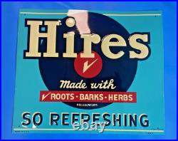 Vintage Hires Root Beer enamel on Tin Tacker Sign 12 x 14 AAA Company printing