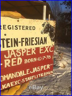 Vintage Holstein Friesian Cow Farm Metal Sign With Cattle Graphics 16X12