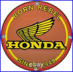 Vintage Honda Porcelain Sign Gas Oil Garage Repair Motorcycle Auto Lawn Plane Vintage Honda Porcelain Sign Gas Oil Garage Repair Motorcycle Auto Lawn Plane