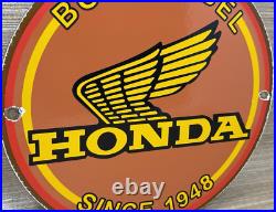 Vintage Honda Porcelain Sign Gas Oil Garage Repair Motorcycle Auto Lawn Plane Vintage Honda Porcelain Sign Gas Oil Garage Repair Motorcycle Auto Lawn Plane