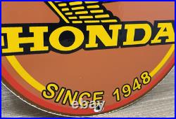 Vintage Honda Porcelain Sign Gas Oil Garage Repair Motorcycle Auto Lawn Plane Vintage Honda Porcelain Sign Gas Oil Garage Repair Motorcycle Auto Lawn Plane