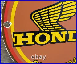 Vintage Honda Porcelain Sign Gas Oil Garage Repair Motorcycle Auto Lawn Plane Vintage Honda Porcelain Sign Gas Oil Garage Repair Motorcycle Auto Lawn Plane