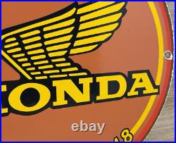 Vintage Honda Porcelain Sign Gas Oil Garage Repair Motorcycle Auto Lawn Plane Vintage Honda Porcelain Sign Gas Oil Garage Repair Motorcycle Auto Lawn Plane