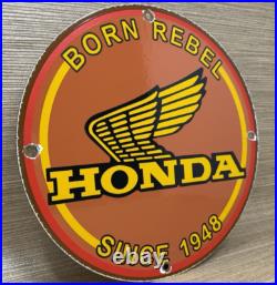Vintage Honda Porcelain Sign Gas Oil Garage Repair Motorcycle Auto Lawn Plane Vintage Honda Porcelain Sign Gas Oil Garage Repair Motorcycle Auto Lawn Plane
