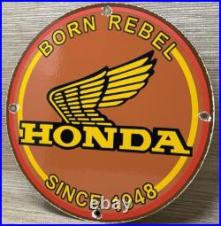 Vintage Honda Porcelain Sign Gas Oil Garage Repair Motorcycle Auto Lawn Plane Vintage Honda Porcelain Sign Gas Oil Garage Repair Motorcycle Auto Lawn Plane