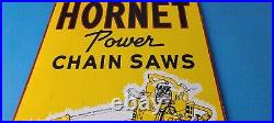 Vintage Hornet Chainsaw Sign Porcelain Store Display Advertising Gas Sign