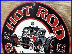 Vintage Hot Rod Garage Porcelain Sign Gas Station Auto Shop Dealership