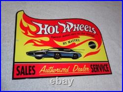 Vintage Hot Wheels Mattel Authorized Dealer 12 Metal Die-cast Car Gas Oil Sign