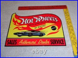 Vintage Hot Wheels Mattel Authorized Dealer 12 Metal Die-cast Car Gas Oil Sign