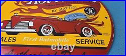 Vintage Hot Wheels Porcelain Mattel Batman Robin Die Cast Cars Gas Pump Sign