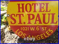 Vintage Hotel St. Paul $2 With Bath, Los Angeles Porcelain Sign 12