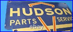 Vintage Hudson Automobile Porcelain Gas Oil Service Station Pump Plate Sign