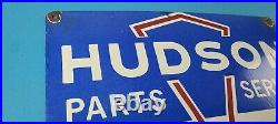 Vintage Hudson Automobiles Sign Gas Service Station Pump Porcelain Sign