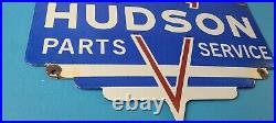 Vintage Hudson Automobiles Sign Gas Service Station Pump Porcelain Sign