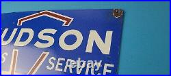 Vintage Hudson Automobiles Sign Gas Service Station Pump Porcelain Sign