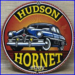 Vintage Hudson Porcelain Dealership Sign Service Station Gas Oil Metal Gasoline