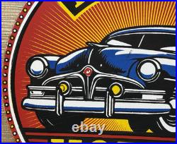 Vintage Hudson Porcelain Dealership Sign Service Station Gas Oil Metal Gasoline