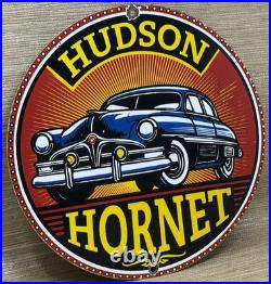 Vintage Hudson Porcelain Dealership Sign Service Station Gas Oil Metal Gasoline
