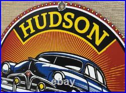 Vintage Hudson Porcelain Dealership Sign Service Station Gas Oil Metal Gasoline