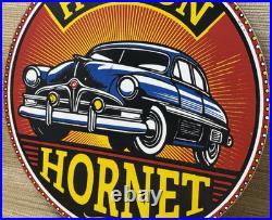 Vintage Hudson Porcelain Dealership Sign Service Station Gas Oil Metal Gasoline