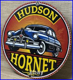 Vintage Hudson Porcelain Dealership Sign Service Station Gas Oil Metal Gasoline