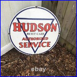 Vintage Hudson authorized? Service? Porcelain sign 30 inch round