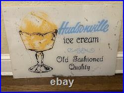 Vintage Hudsonville Ice Cream Sign Hudsonville MI mid 20th Century