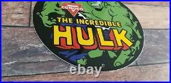 Vintage Hulk Porcelain Conoco Gasoline Service Station Superhero Gas Pump Sign
