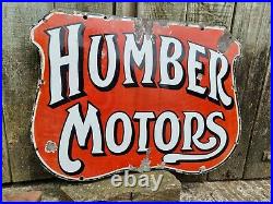 Vintage Humber Motors Enamel Advertising Sign Automobilia Motoring Cycle RARE