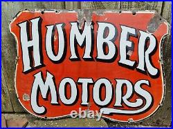 Vintage Humber Motors Enamel Advertising Sign Automobilia Motoring Cycle RARE