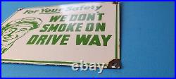 Vintage Humble Gasoline Porcelain Gas No Smoking Service Station Pump Plate Sign