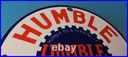 Vintage Humble Gasoline Sign Gas Motor Oil Pump Porcelain Sign Houston Texas