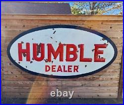 Vintage Humble Gasoline Sign Raised Red Letters 8ft By 4ft