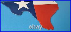 Vintage Humble Oil Co Porcelain Texas Flag Gas Service Station Pump USA Sign