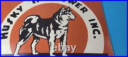 Vintage Husky Gasoline Sign Hi Power Gas Motor Oil Pump Porcelain Sign