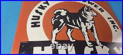 Vintage Husky Gasoline Sign Hi Power Gas Motor Oil Pump Porcelain Sign