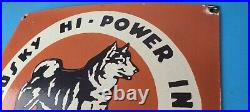 Vintage Husky Gasoline Sign Hi Power Gas Motor Oil Pump Porcelain Sign