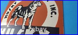 Vintage Husky Gasoline Sign Hi Power Gas Motor Oil Pump Porcelain Sign