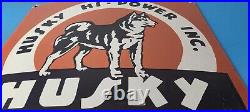 Vintage Husky Gasoline Sign Hi Power Gas Motor Oil Pump Porcelain Sign