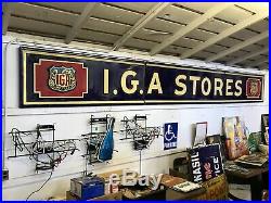 Vintage IGA Grocery Store Porcelain Sign antique advertising 16 foot
