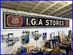 Vintage IGA Grocery Store Porcelain Sign antique advertising 16 foot