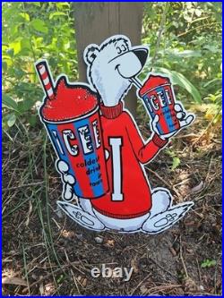 Vintage Icee Heavy Metal Porcelain Advertising Sign Ice Cream 12 X 9 Vintage Icee Heavy Metal Porcelain Advertising Sign Ice Cream 12 X 9