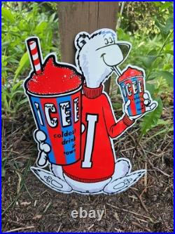 Vintage Icee Heavy Metal Porcelain Advertising Sign Ice Cream 12 X 9 Vintage Icee Heavy Metal Porcelain Advertising Sign Ice Cream 12 X 9