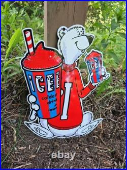 Vintage Icee Heavy Metal Porcelain Advertising Sign Ice Cream 12 X 9 Vintage Icee Heavy Metal Porcelain Advertising Sign Ice Cream 12 X 9